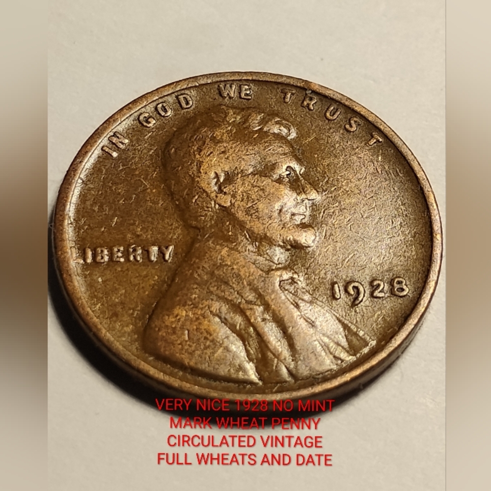 ✅❤️1928 Wheat Penny Vintage Very Old C0IN Great For Collection Full WHEATS